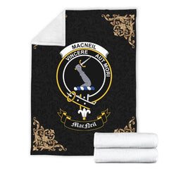 MacNeil (of Colonsay) Crest Tartan Premium Blanket Black
