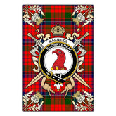 MacNicol of Scorrybreac Tartan Crest Black Garden Flag - Gold Thistle Style