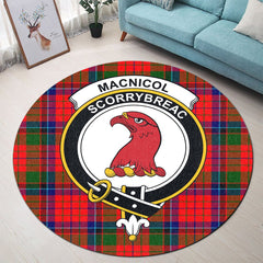 MacNicol of Scorrybreac Tartan Crest Round Rug