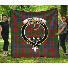 MacPhail Blue Bands Tartan Crest Quilt