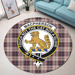 MacPherson Hunting Ancient Tartan Crest Round Rug