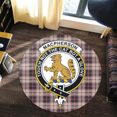 MacPherson Hunting Ancient Tartan Crest Round Rug