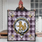 MacPherson Hunting Modern Tartan Crest Premium Quilt - Gold Thistle Style