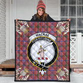 MacRae Ancient Tartan Crest Premium Quilt - Gold Thistle Style