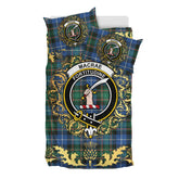 MacRae Hunting Ancient Tartan Crest Bedding Set - Golden Thistle Style