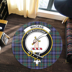 MacRae Hunting Modern Tartan Crest Round Rug