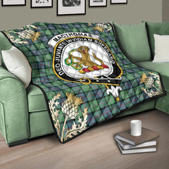 MacThomas Ancient Tartan Crest Premium Quilt - Gold Thistle Style