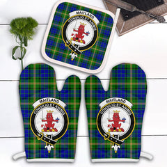 Maitland Tartan Crest Oven Mitt And Pot Holder (2 Oven Mitts + 1 Pot Holder)