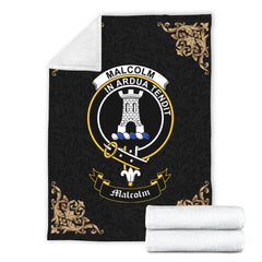 Malcolm (or MacCallum) Crest Tartan Premium Blanket Black