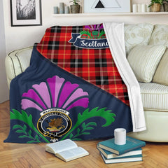 Marjoribanks Tartan Crest Premium Blanket - Thistle Style