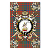 Matheson Ancient Tartan Crest Black Garden Flag - Gold Thistle Style