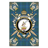 Matheson Hunting Ancient Tartan Crest Black Garden Flag - Gold Thistle Style