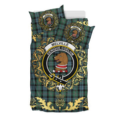 Melville 01 Tartan Crest Bedding Set - Golden Thistle Style