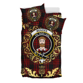 Menzies Hunting Tartan Crest Bedding Set - Golden Thistle Style