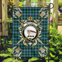 Mitchell Ancient Tartan Crest Garden Flag - Gold Thistle Style