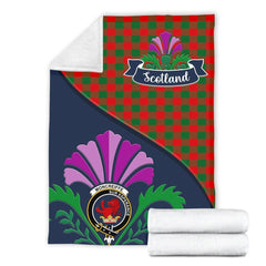 Moncrieffe Tartan Crest Premium Blanket - Thistle Style