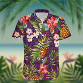 Montgomery Tartan Hawaiian Shirt Hibiscus, Coconut, Parrot, Pineapple - Tropical Garden Shirt
