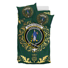 Montgomery Tartan Crest Bedding Set - Golden Thistle Style