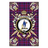 Montgomery Modern Tartan Crest Black Garden Flag - Gold Thistle Style