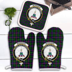 Morrison Modern Tartan Crest Oven Mitt And Pot Holder (2 Oven Mitts + 1 Pot Holder)