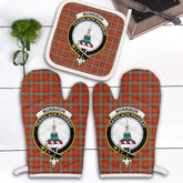 Morrison Red Ancient Tartan Crest Oven Mitt And Pot Holder (2 Oven Mitts + 1 Pot Holder)