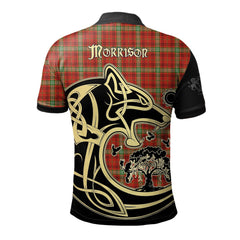 Morrison Red Modern Tartan Polo Shirt Viking Wolf