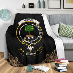 Mowat (of Inglistoun) Crest Tartan Premium Blanket Black
