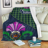 Mowat (of Inglistoun) Tartan Crest Premium Blanket - Thistle Style