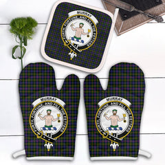 Murray Of Atholl Modern Tartan Crest Oven Mitt And Pot Holder (2 Oven Mitts + 1 Pot Holder)