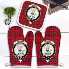 Murray Of Tulloch Modern Tartan Crest Oven Mitt And Pot Holder (2 Oven Mitts + 1 Pot Holder)