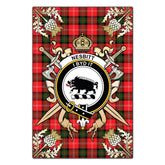 Nesbitt Modern Tartan Crest Black Garden Flag - Gold Thistle Style