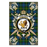 Newlands of Lauriston Tartan Crest Black Garden Flag - Gold Thistle Style
