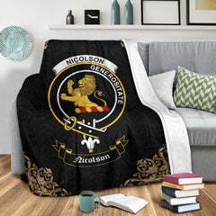 Nicolson Crest Tartan Premium Blanket Black