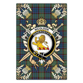 Nicolson Hunting Ancient Tartan Crest Black Garden Flag - Gold Thistle Style