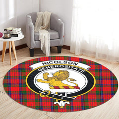 Nicolson Modern Tartan Crest Round Rug