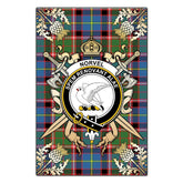 Norvel Tartan Crest Black Garden Flag - Gold Thistle Style