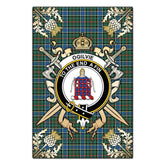 Ogilvie Hunting Ancient Tartan Crest Black Garden Flag - Gold Thistle Style