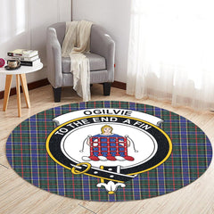 Ogilvie Hunting Modern Tartan Crest Round Rug