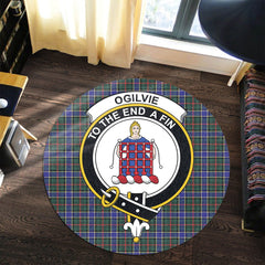Ogilvie Hunting Modern Tartan Crest Round Rug