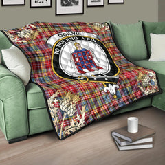 Ogilvie of Airlie Ancient Tartan Crest Premium Quilt - Gold Thistle Style