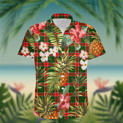 Pollock Tartan Hawaiian Shirt Hibiscus, Coconut, Parrot, Pineapple - Tropical Garden Shirt