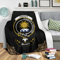 Purves Crest Tartan Premium Blanket Black