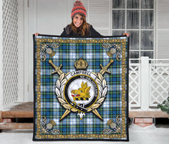 Campbell Dress Ancient Tartan Crest Premium Quilt - Celtic Thistle Style