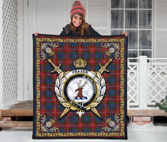 Fraser (of Lovat) Ancient Tartan Crest Premium Quilt - Celtic Thistle Style