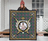 MacFarlane Hunting Ancient Tartan Crest Premium Quilt - Celtic Thistle Style