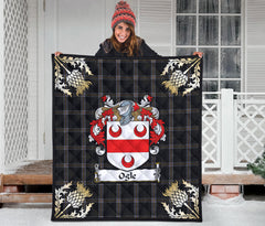 Ogle Tartan Crest Premium Quilt - Gold Thistle Style