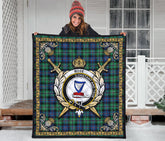 Rose Hunting Ancient Tartan Crest Premium Quilt - Celtic Thistle Style
