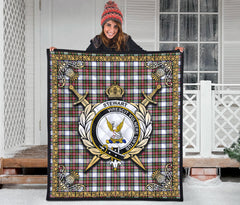Stewart Dress Modern Tartan Crest Premium Quilt - Celtic Thistle Style