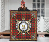 Stewart Royal Modern Tartan Crest Premium Quilt - Celtic Thistle Style