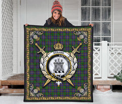 Strang (or Strange) Tartan Crest Premium Quilt - Celtic Thistle Style